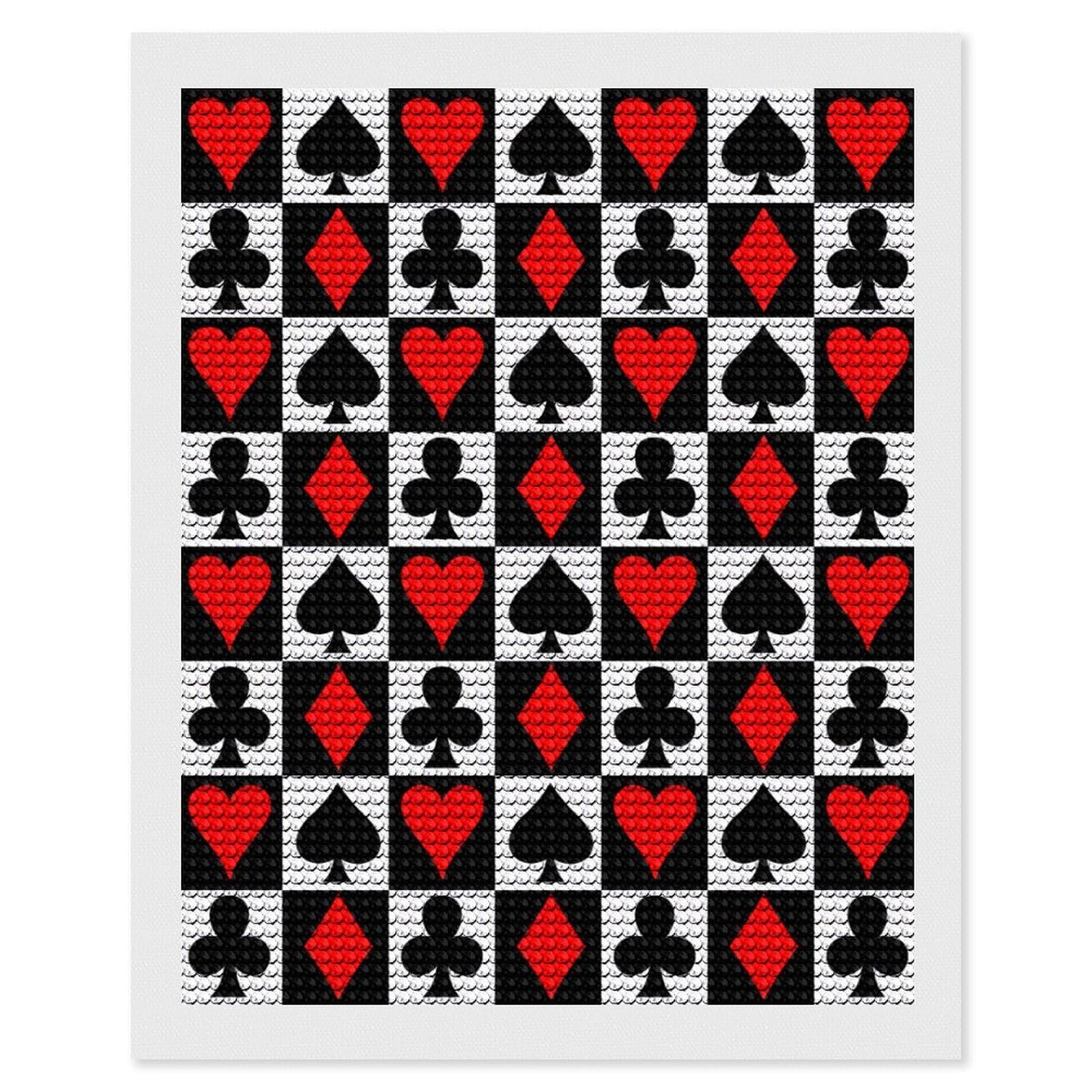Nclqvjxzkhw Style Poker Diamond Art Painting For Adult Round Diamonds Pictures Arts Crafts Home Wall Decor 16"X20"