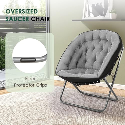 Miniatura 6 de Tochiyoga Sillas de platillo para adultos silla de platillo plegable silla de platillo de gran tamaño para dormitorio silla de luna silla de