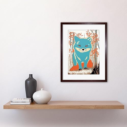 Vista 11 de Artery8 Cute Blue Fox Forest Glade Landscape Bright Woodland Baby Animal Kids Bedroom Unframed Art Print Poster Wall Decor 12x16 inch