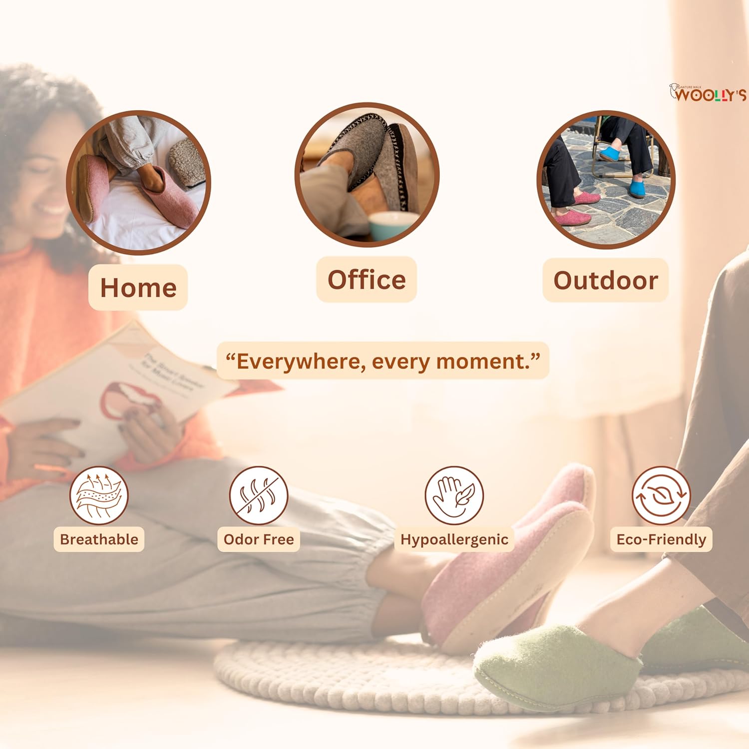 Woolly's Indoor Open Heel Slippers With Leather Sole | Premium New Zealand Wool | Handcrafted with Italian Design | Soft, Breathable & Ordor Free - Image 8