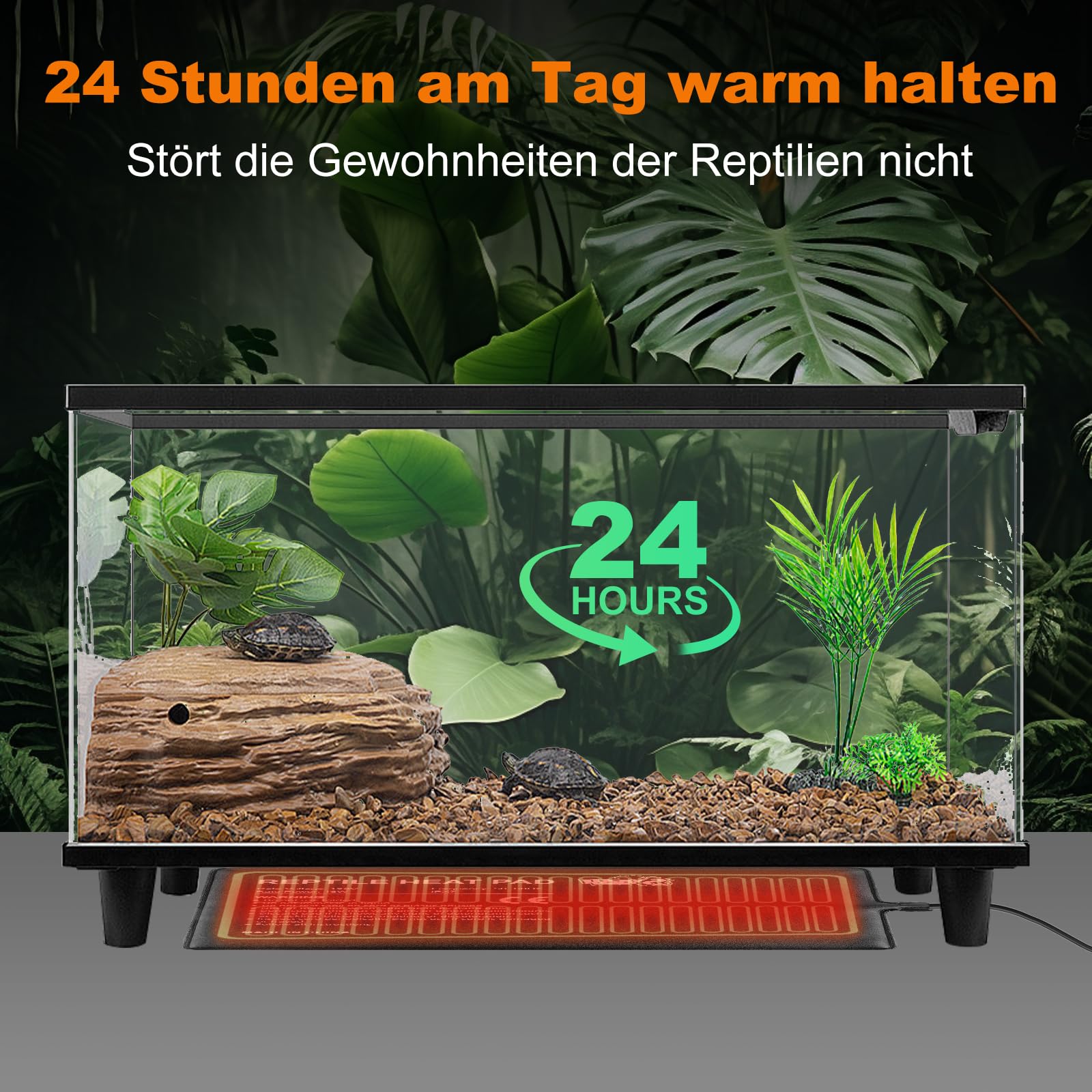 LUCKY HERP Heizmatte Terrarium 16W, Reptilien Terrarium Heizung Regelbar für Aquarienheizkissen, 20x30cm Heizkissen mit Temperaturregelung für Reptilien, Schildkröte, Schlangen, Eidechsen, Geckos