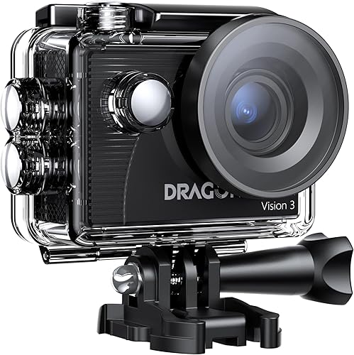 Dragon Touch Cámara de acción 4K 20MP 30FPS 100FT Cámara submarina impermeable 170 gran angular WiFi Cámara deportiva con control remoto 2 baterías