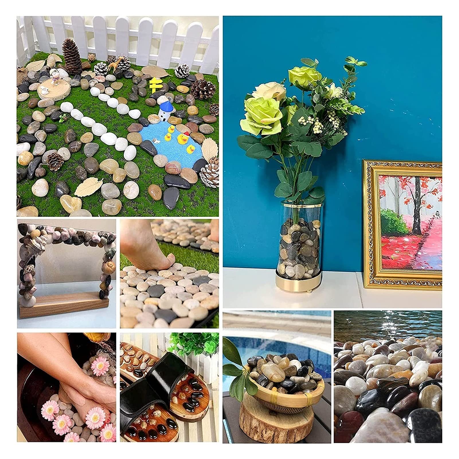 Decorative River Rocks Bonsai Giardino Giardino ciottoli decorativi ciottoli di ghiaia decorativi for piante 2-4cm 2,5 kg Pietre lucidate naturali for il corridoio del prato del patio del giardino. gi