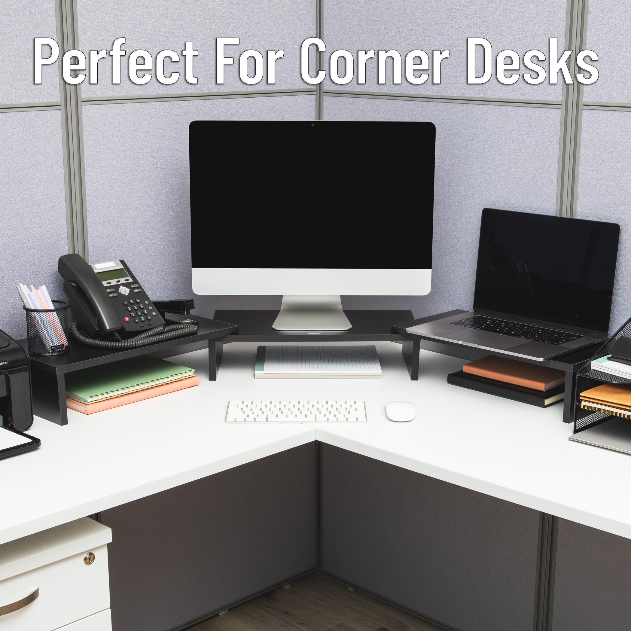 Mind Reader Supporto Doppio a 2 Livelli per Computer Portatile, TV, Monitor Multi-Livello, Supporto per casa o Ufficio, Nero