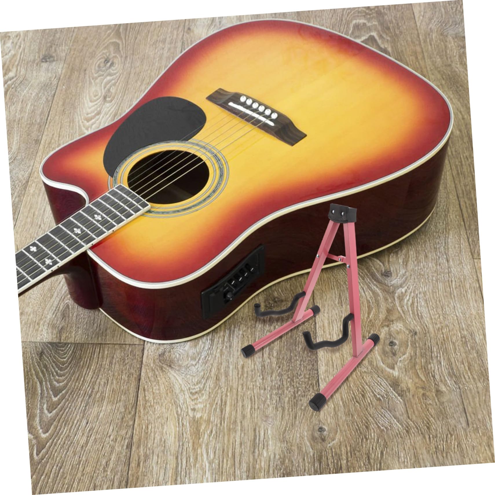 Beaupretty Rosa Metall Gitarrenständer A-form Klappbar für E-gitarren | 37, 3 X 29x26, 9cm, Tragbar für Gigs und Outdoor Übungen, Platzsparend und Verstellbar