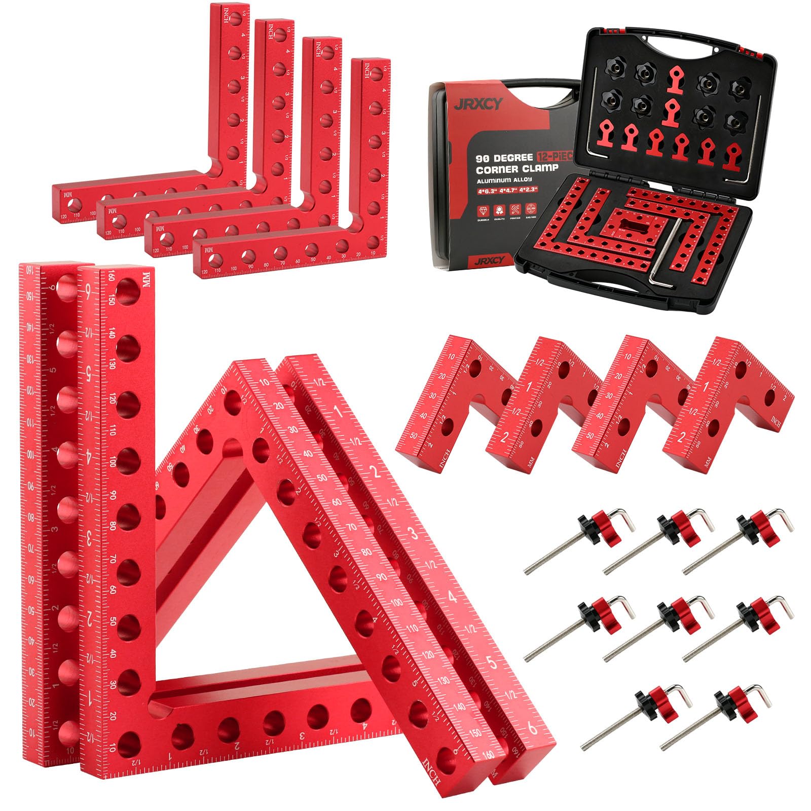 Extended Corner Clamps for Woodworking 12PCS (6.3 &amp; 4.7 &amp; 2.3 inch)