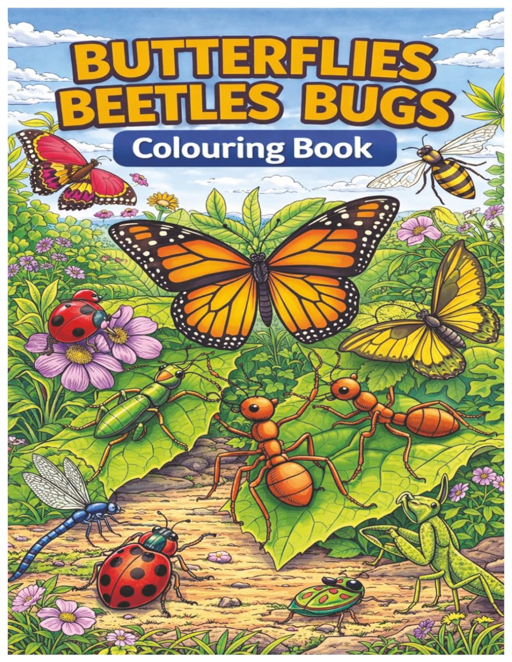 Butterflies Beetles Bugs: Colouring Book (The Organic Jungle - Colouring Book Series)