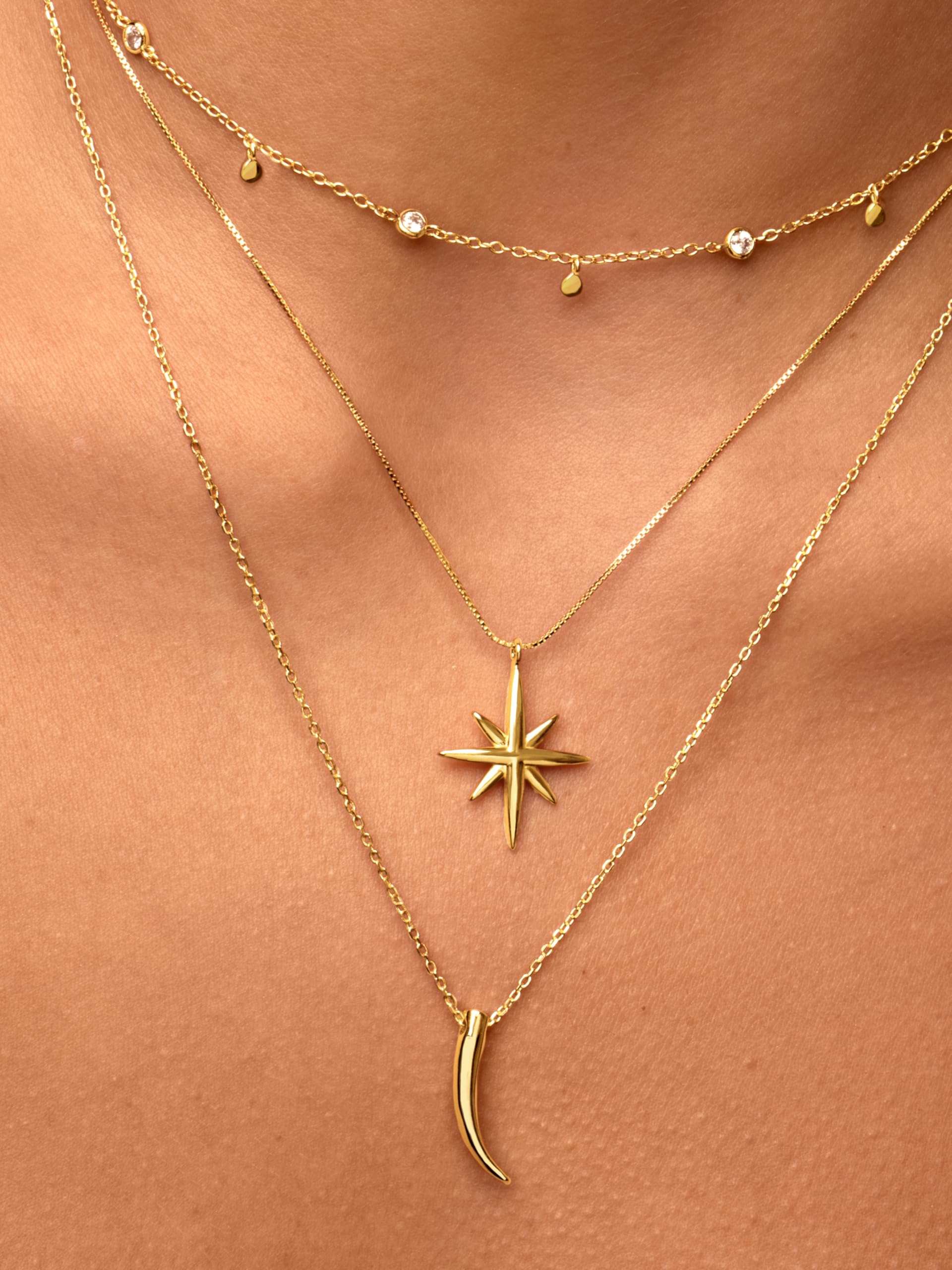 SINGULARU - Collar Mini Spark Drop. Colgante en Plata de Ley 925 con Acabado Baño de Oro de 18 Kt o en Baño de Rodio- Cadena de Talla Unica. Joyas para Mujer