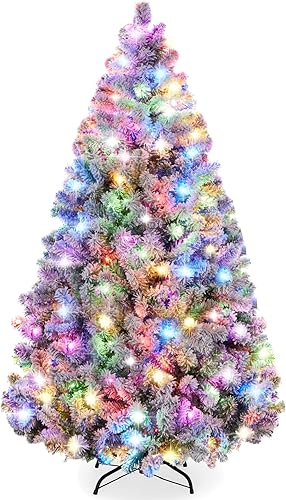Best Choice Products Árbol de Navidad artificial preiluminado de 9 pies para el hogar oficina decoración de fiesta con 900 luces blancas cálidas y
