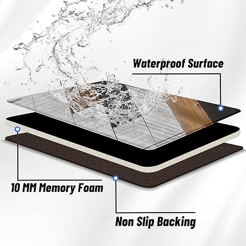 Miniatura 6 de Juego de 2 alfombras de cocina aztecas bohemias, antifatiga, acolchadas, largas, para piso, rústicas, occidentales, estilo granja, antideslizantes,