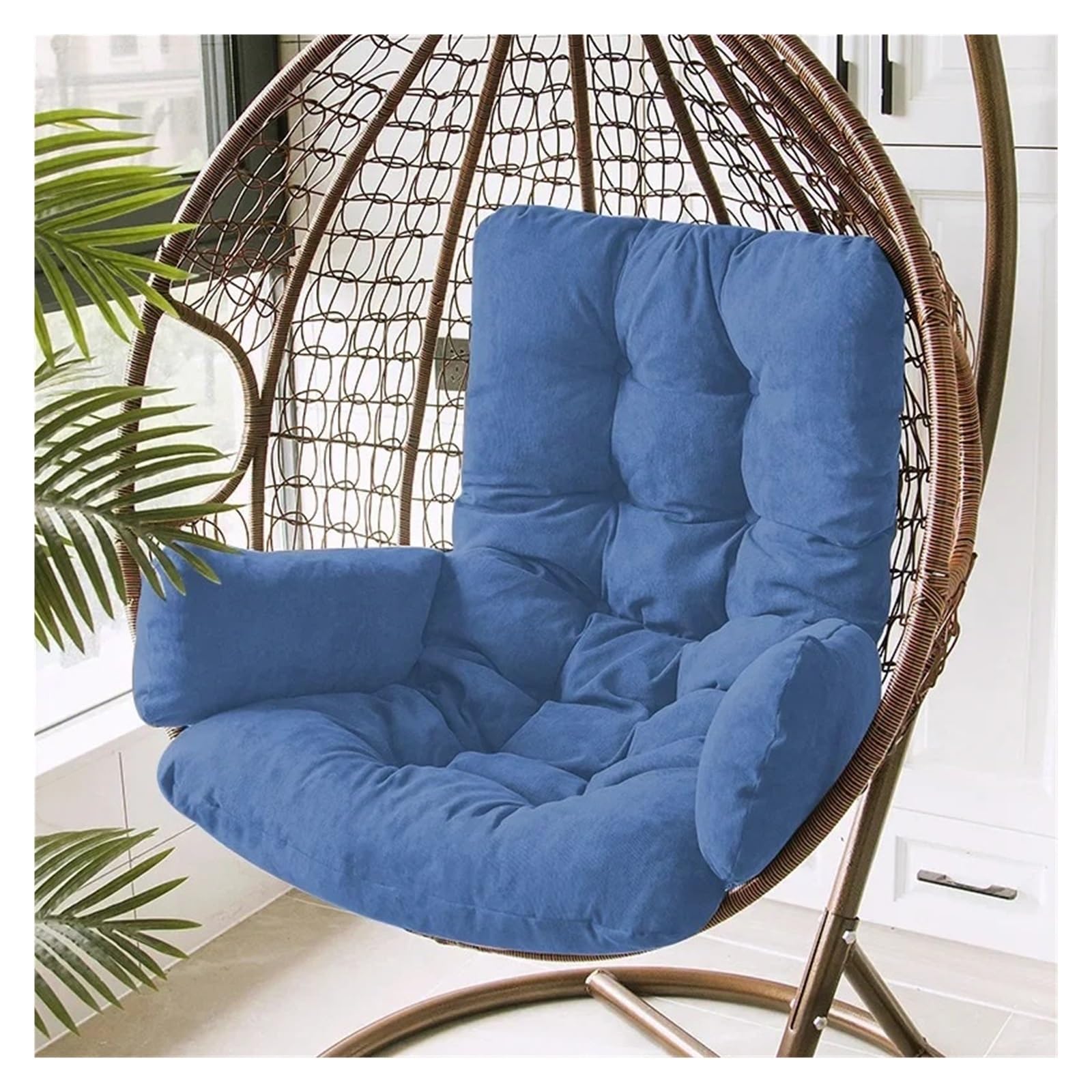 IRGVJIFR Egg Chair Cushion Hanging Basket Cushion Thickened Large Hammock Chair Egg Swing Seat Backrest Pillow For the garden(Blue Gray,Removable)