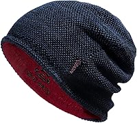 Vista 1 de Lvaiz - Gorro de invierno para hombre o mujer, con forro de vellón cálido, reversible, resistente al viento, gorro de punto unisex