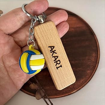 Amazon.co.jp: バレー バレーボール 名入れ キーホルダー 木製