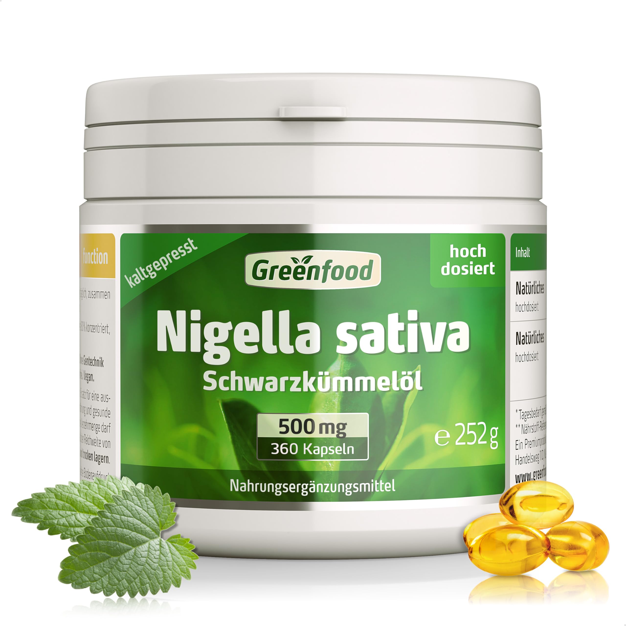 Schwarzkümmelöl, 500 mg, hochdosiert, 360 Kapseln - OHNE künstliche Zusätze