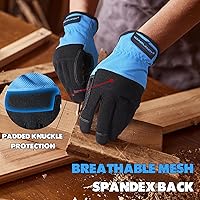 Vista 3 de HANDLANDY Guantes de trabajo para hombre y mujer, guantes de trabajo de mecánicos de uso general con pantalla táctil, guantes de trabajo flexibles