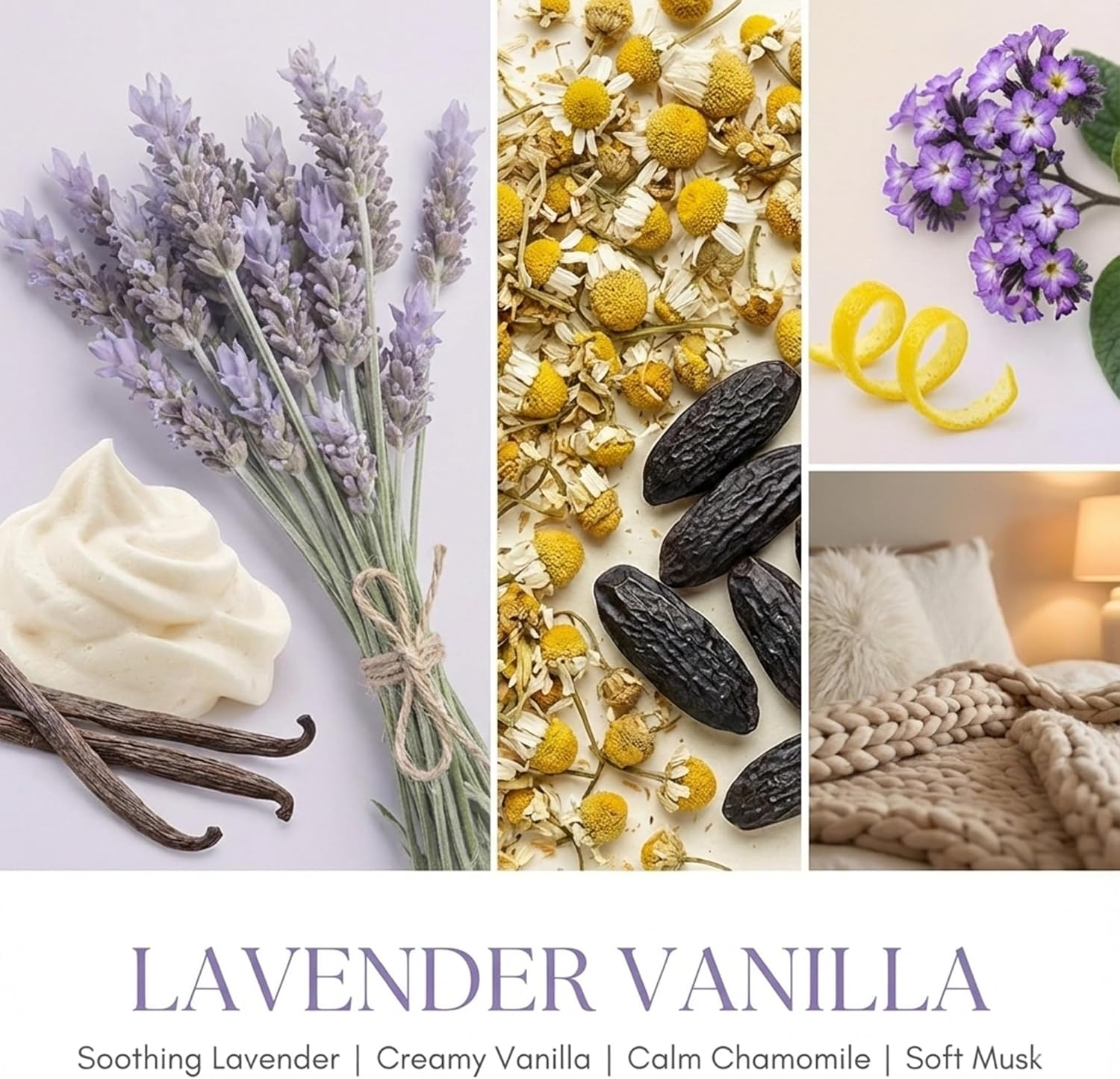 HomeLights Scented Candles | Large Jar 34 Oz Natural Soy Candle | 130 hrs Long-Lasting with 3 Wicks | Bohemian Natural for Home Decor | Gifts for Mom & Women, Lavender Vanilla - Image 3