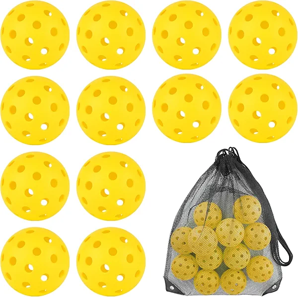 Sukeen Outdoor Pickleball Balls with Mesh Bag, 40 Holes Pickleball Balls Outdoor, High Bounce Pickle Balls for All Style Pickleball Paddles