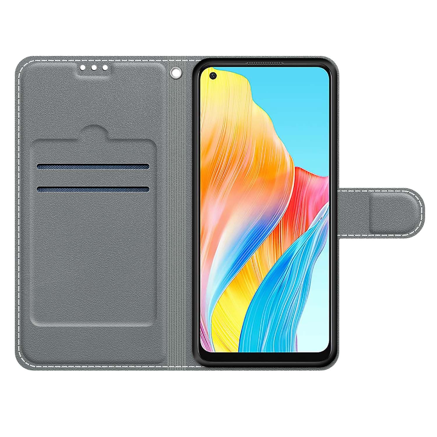 HAOYE Cover per OPPO A78 4G (6.43 Inches) Cover, Custodia Chiusura Magnetica Flip Case Stile, Pelle PU/TPU Rose Sbalzato con Supporto di Stand/Carte Slot. blu
