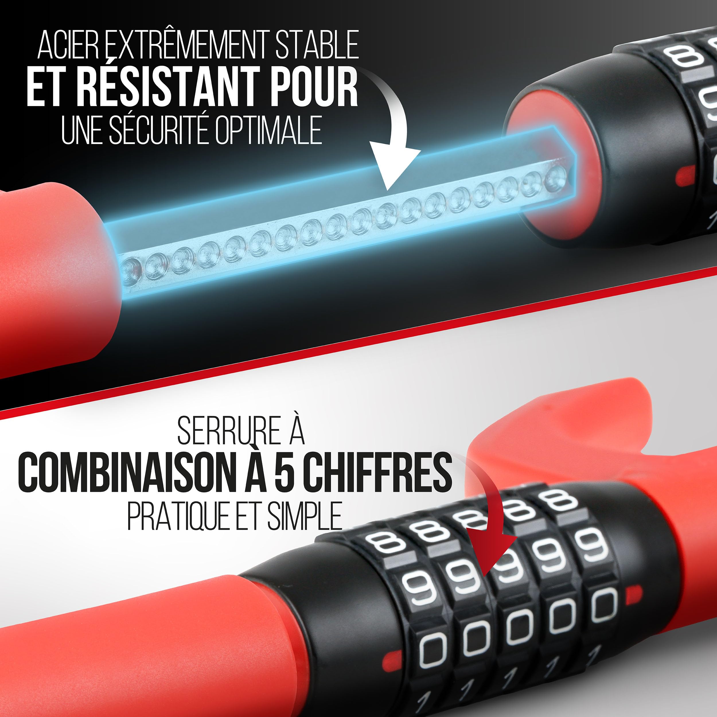 HEYNER® Verrouillage du volant, dispositif antidémarrage avec serrure à combinaison, dispositif antivol