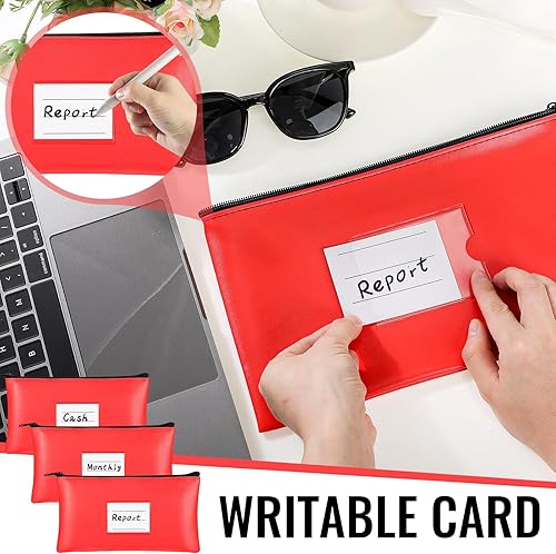 Miniatura 5 de Paterr 6 bolsas de dinero con cremallera, de piel sintética, bolsa de seguridad para dinero, soporte para recibos, cartera con etiqueta para dinero