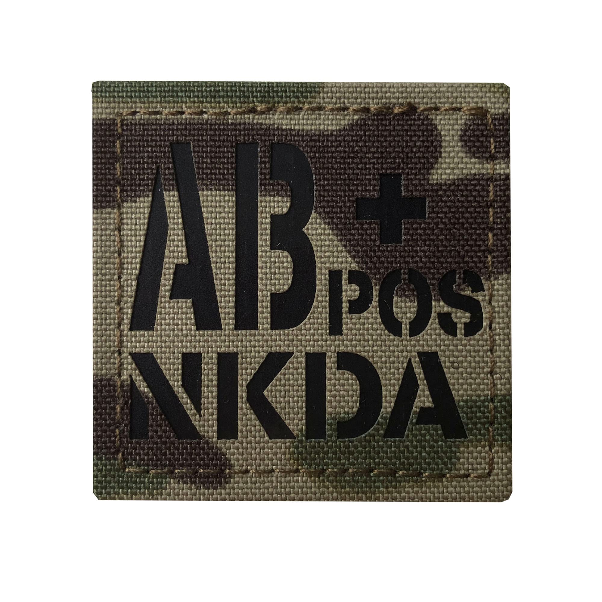 SUVIYAInfrared IR AB POS NKDA AB+ Blood Type Tactical Patch 2x2 Inch Medical Patch with Hook and Loop (Multicam)
