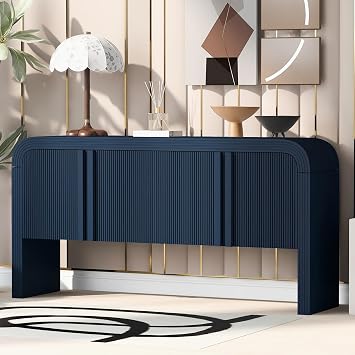 RuiSiSi Modern Sideboard 63 Long Console Table Buffet Cabinet with 4 Doors