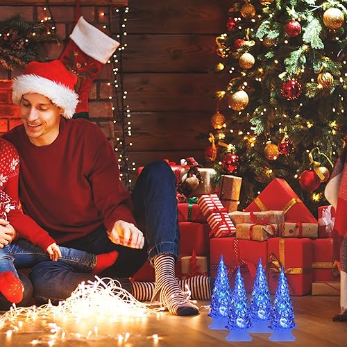 Miniatura 5 de 6 piezas de cristal iluminado árbol de Navidad LED mesa estatuilla árbol de Navidad artificial decoración árbol de Navidad luces de noche coloridas
