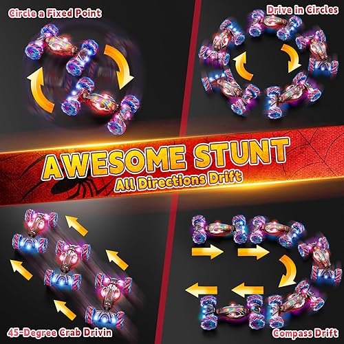 Miniatura 2 de S-pider - Auto de control remoto para niños de 4 a 7 años de edad, auto de acrobacias a control remoto con sensor de gestos con luces de rocío