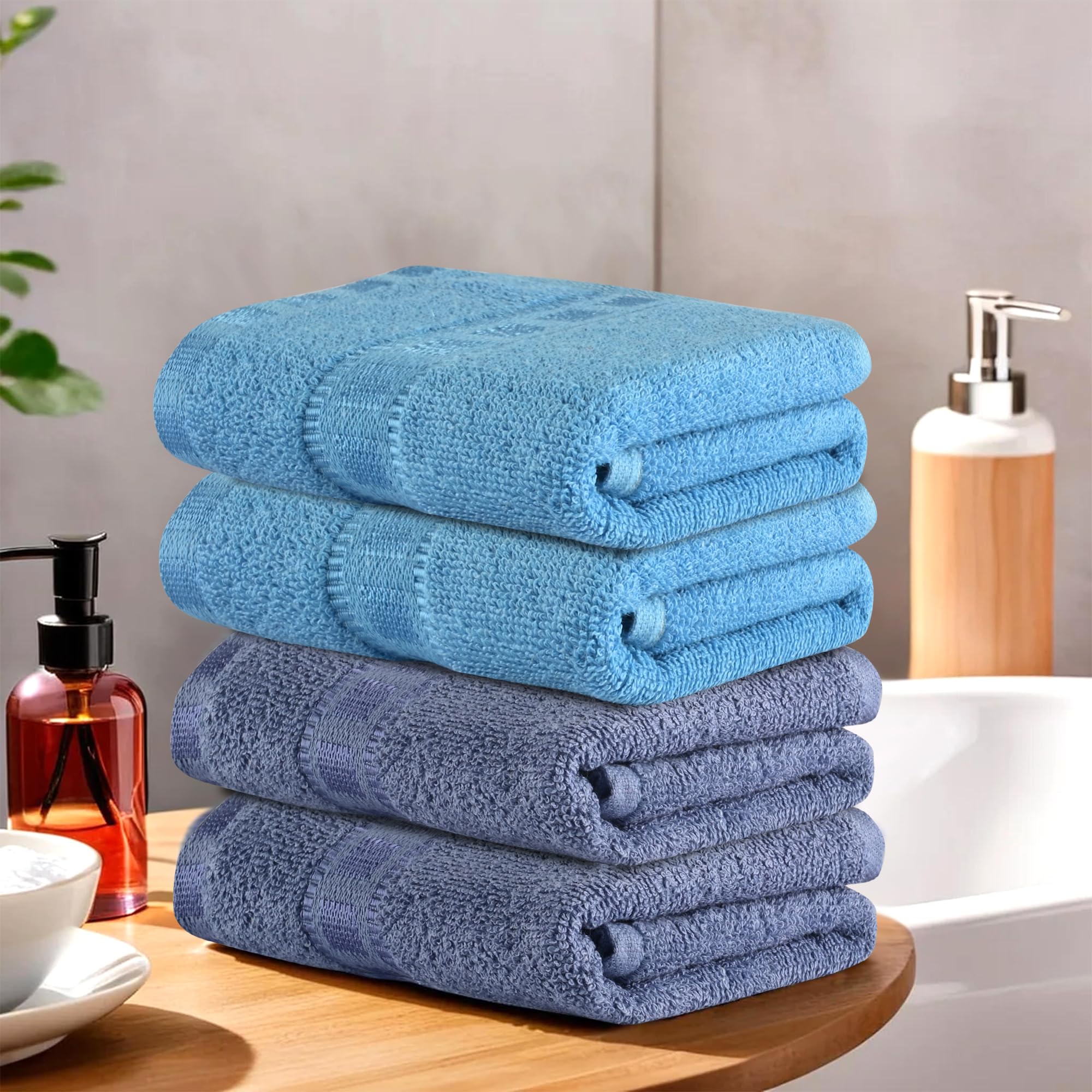 Kuber Industries Pack of 4 Cotton Hand/Face Towels for Men & Women | Easily Washable | Workout Gym Napkins for Men | Pocket Towel - Dark & Sky Blue (B0D9BLP1SW) Amazon Price History, Amazon Price Tracker