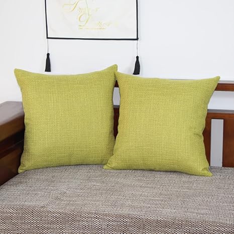 Amazon Co Jp Yunjeude クッションカバー かわいい 45 45 おしゃれ 北欧 2枚セット ジッパー 麻 亜麻 無地 シンプル インテリア 部屋飾り ソファー用クッションカバー ソファ背当て 装飾枕カバー 抱き枕カバー 座布団カバー グリーン 45 45 ホーム キッチン