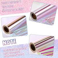 Vista 3 de Seajan Rollo de celofán iridiscente de 32 pulgadas x 200 pies, papel de regalo de arcoíris, envoltura de celofán holográfico para canastas, ramo