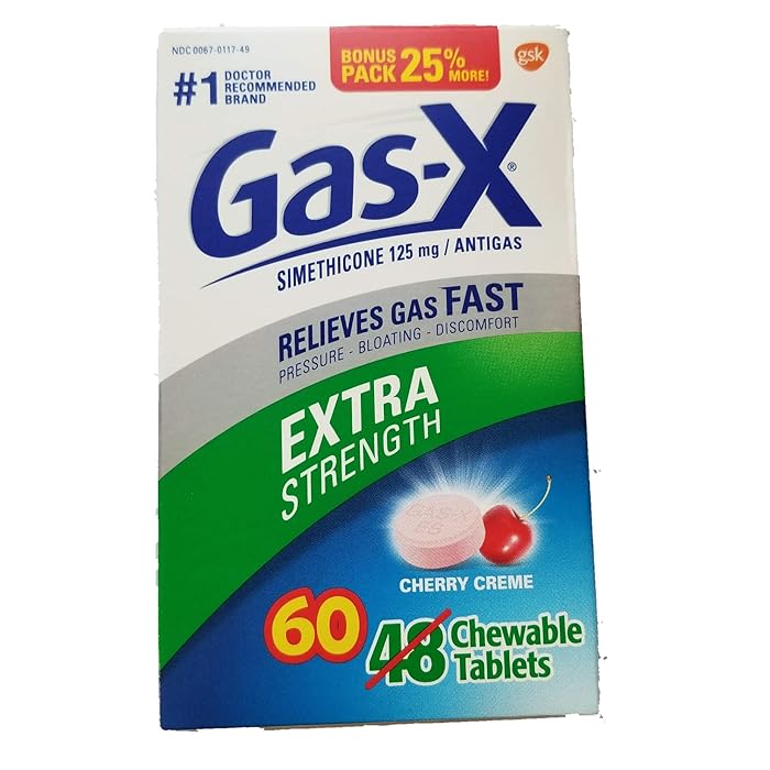 Buy GasX Antigas Extra Strength Cherry Creme, Total 60 Tablets…GasX