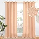YoungsTex Natural Linen Curtains 84 Inch Long for Living Room Bedroom Grommet Top Light Filtering Privacy Linen Textured Window Semi Sheer Drapes, 2 Panels, 52x84 Inch, Natural