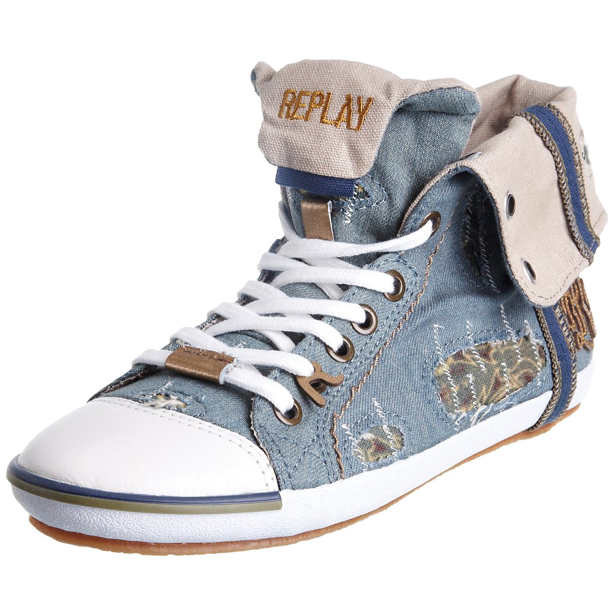 Replay Women's Brooke Denim Denim Lace Up Trainer GWV14.003.C0020T.220 4 UK