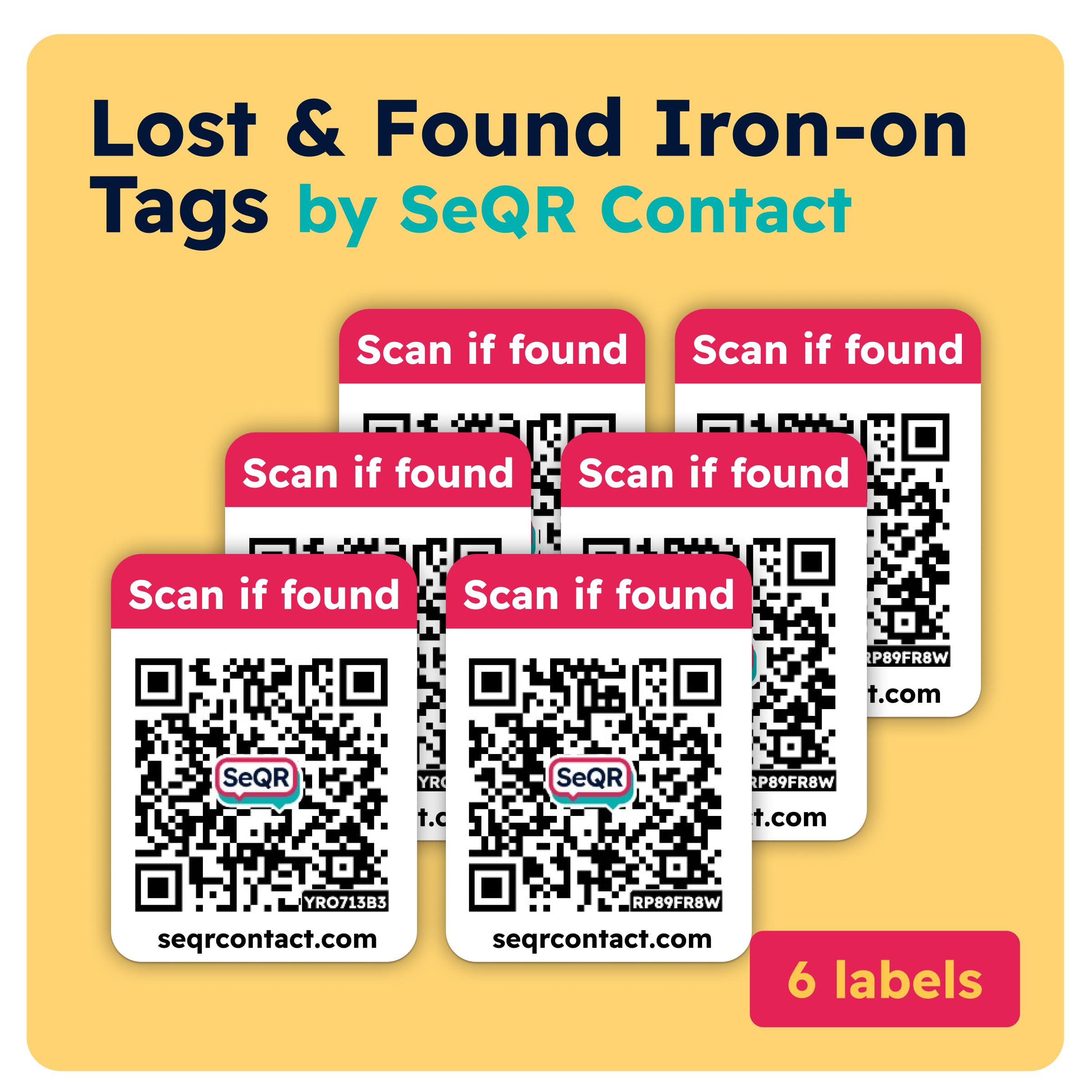 Lost Item Iron-On Clothing Tags | Customizable Smart Tags Easy to use | Name Labels for Kids Clothing, Daycare Labels, Nursing Home Clothing Labels,
