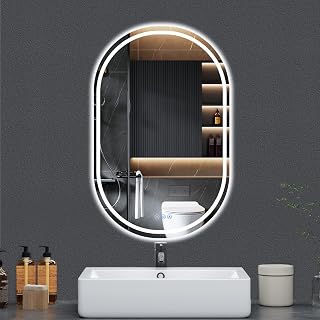 Oval LED Bathroom Mirror, 24"x 36" Frameless Lighted Mirror