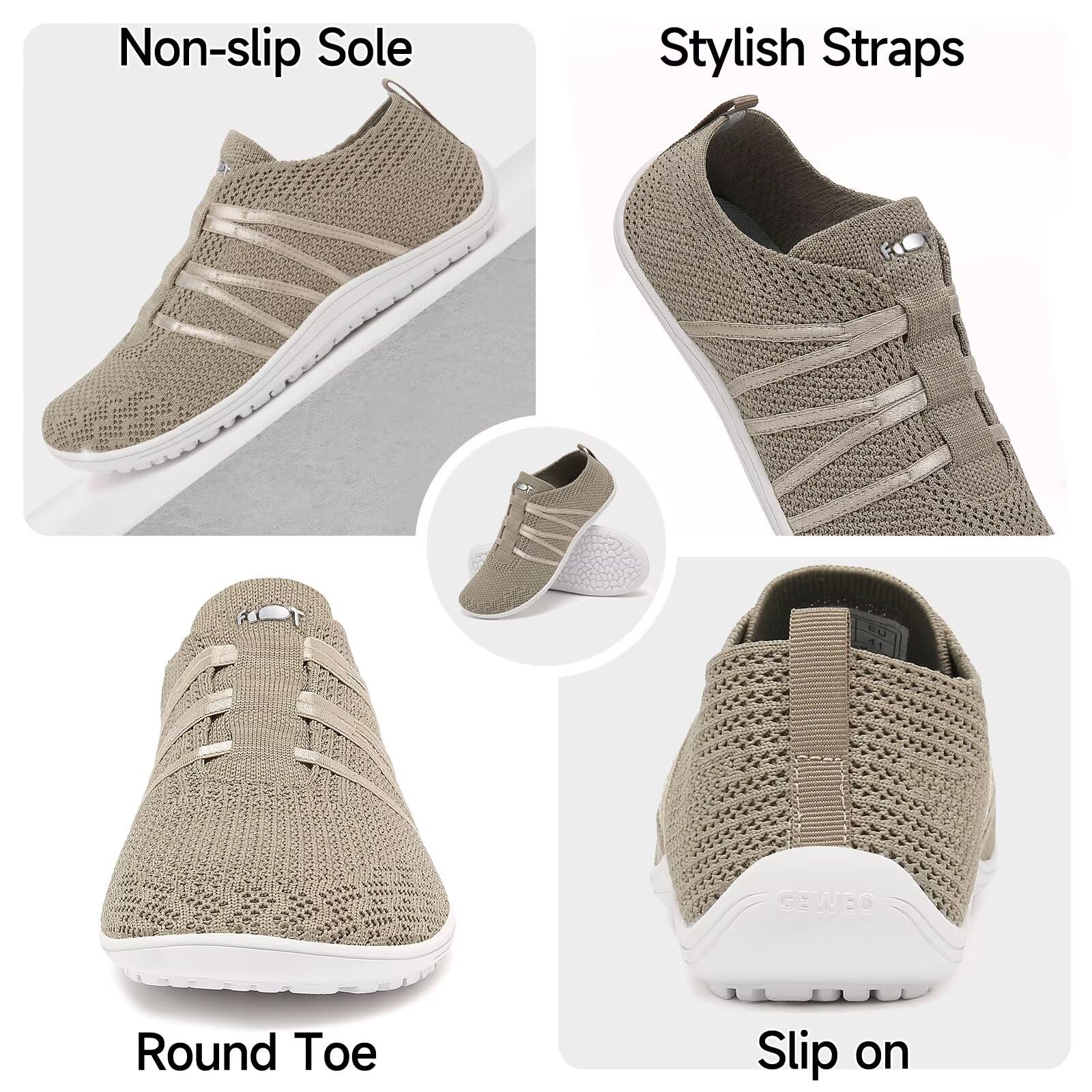 Wizshoe Barefoot Hombre Mujer Zapatillas Minimalistas Ligeras Flexibles Respirable Zapatos Zero Drop Soles