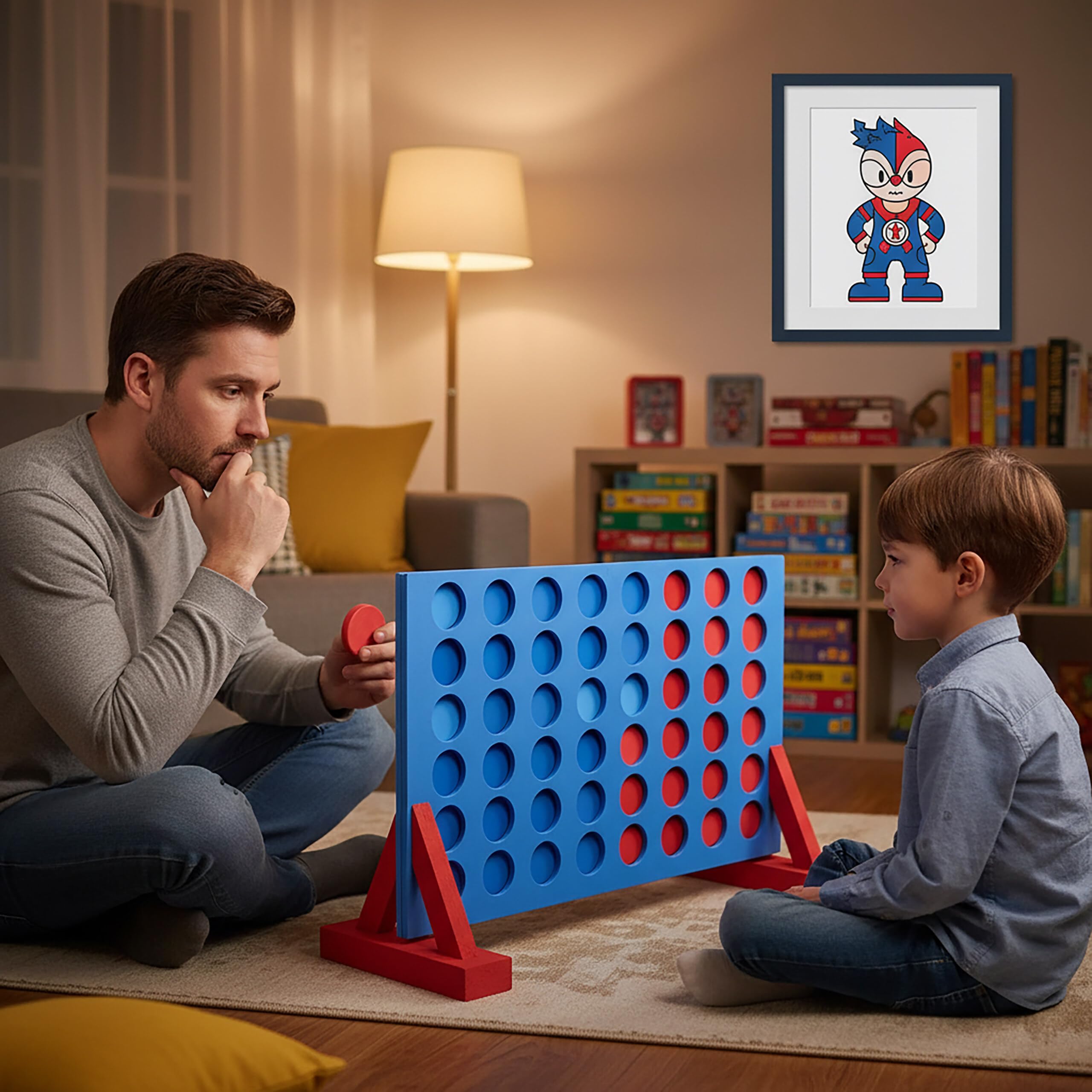 Relaxdays Quatre en Ligne XXL, Jeu d'extérieur, Enfants et Adultes, H x L x P 49 x 73 x 33 cm, Mousse EVA, Bleu-Rouge