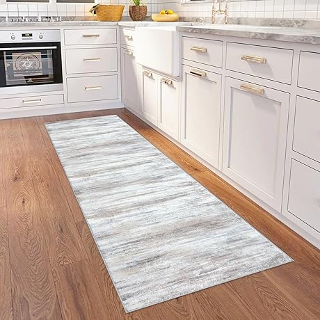 KOZYFLY Modern Abstract Kitchen Runner Rug, Washable Non-Slip Soft Hallyway Runner Rugs