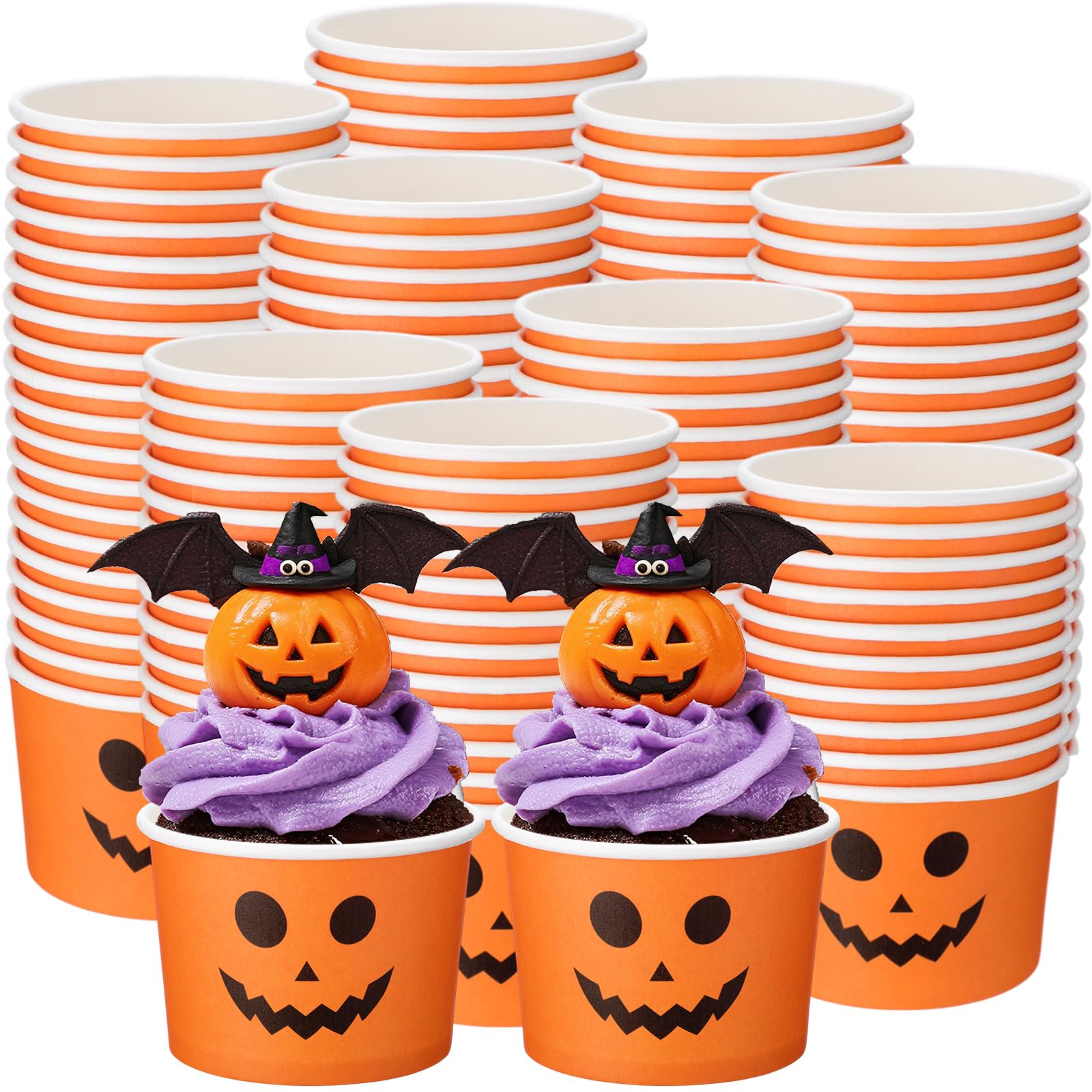 200 Pcs Halloween Treat Snack Cups 5 oz Disposable Paper Dessert Bowls