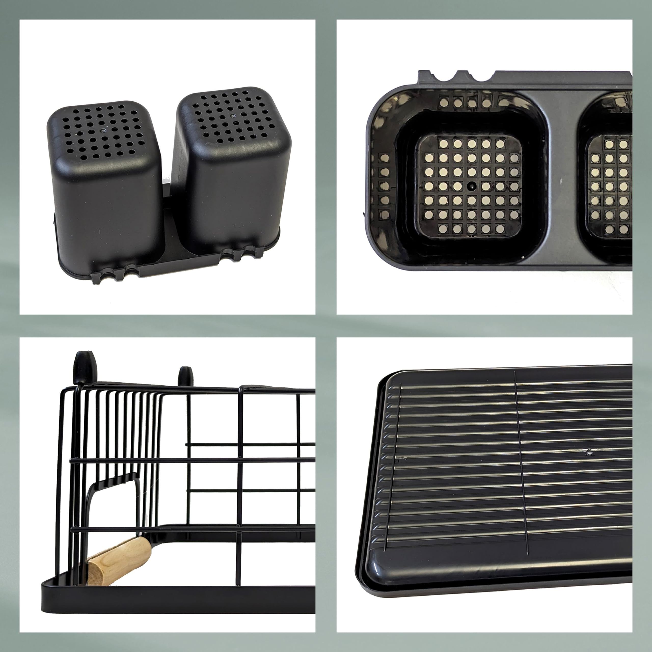 kela Escurridor de vajilla RICA de, metal Rejilla escurridora para 11 platos, 5 vasos, 2 cubiertos de plástico, negro
