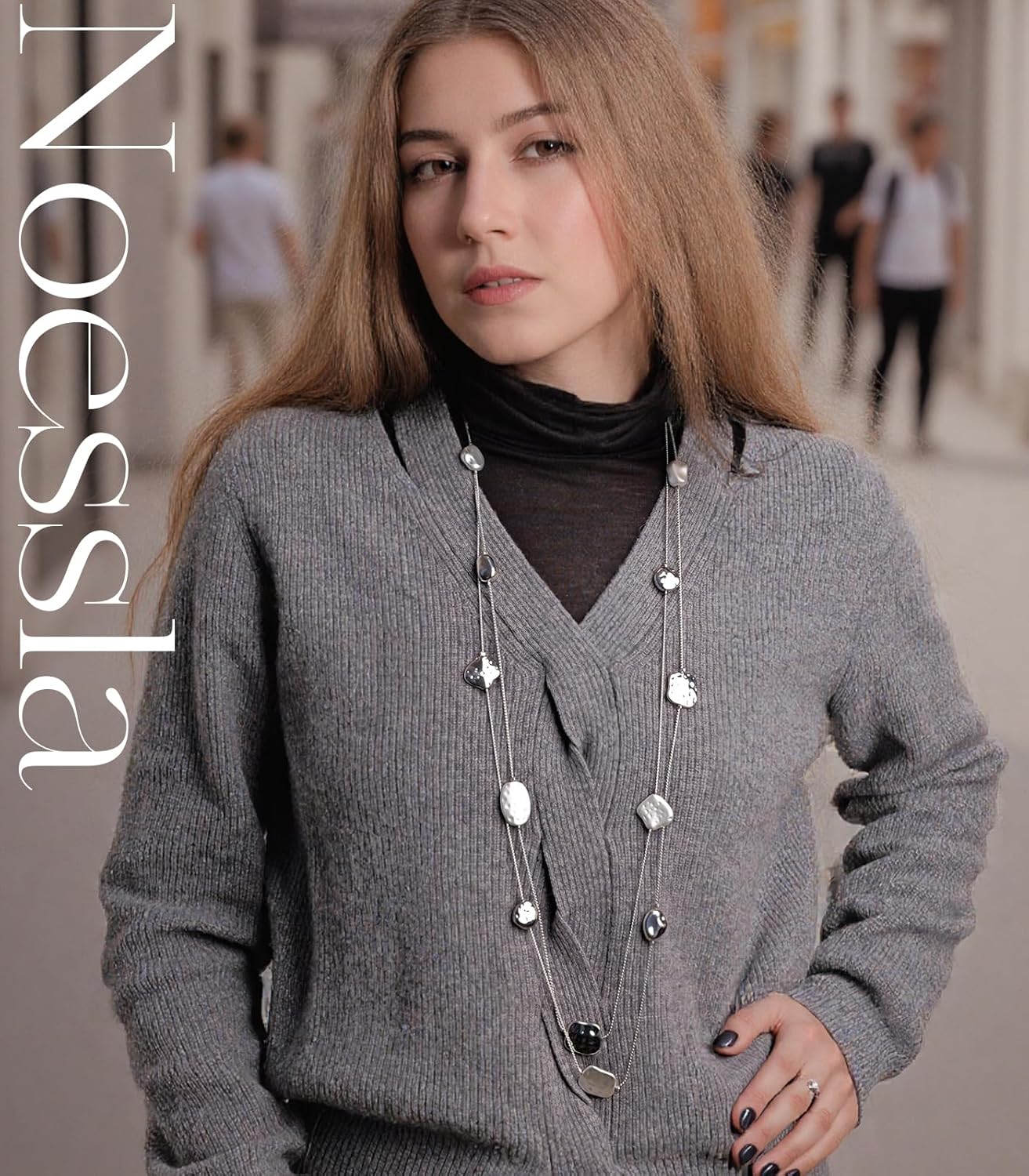 Noessla Long Gold Necklace for Women Long Beaded Chain Necklace Costume Jewelry Gifts for Women Trendy - Image 4