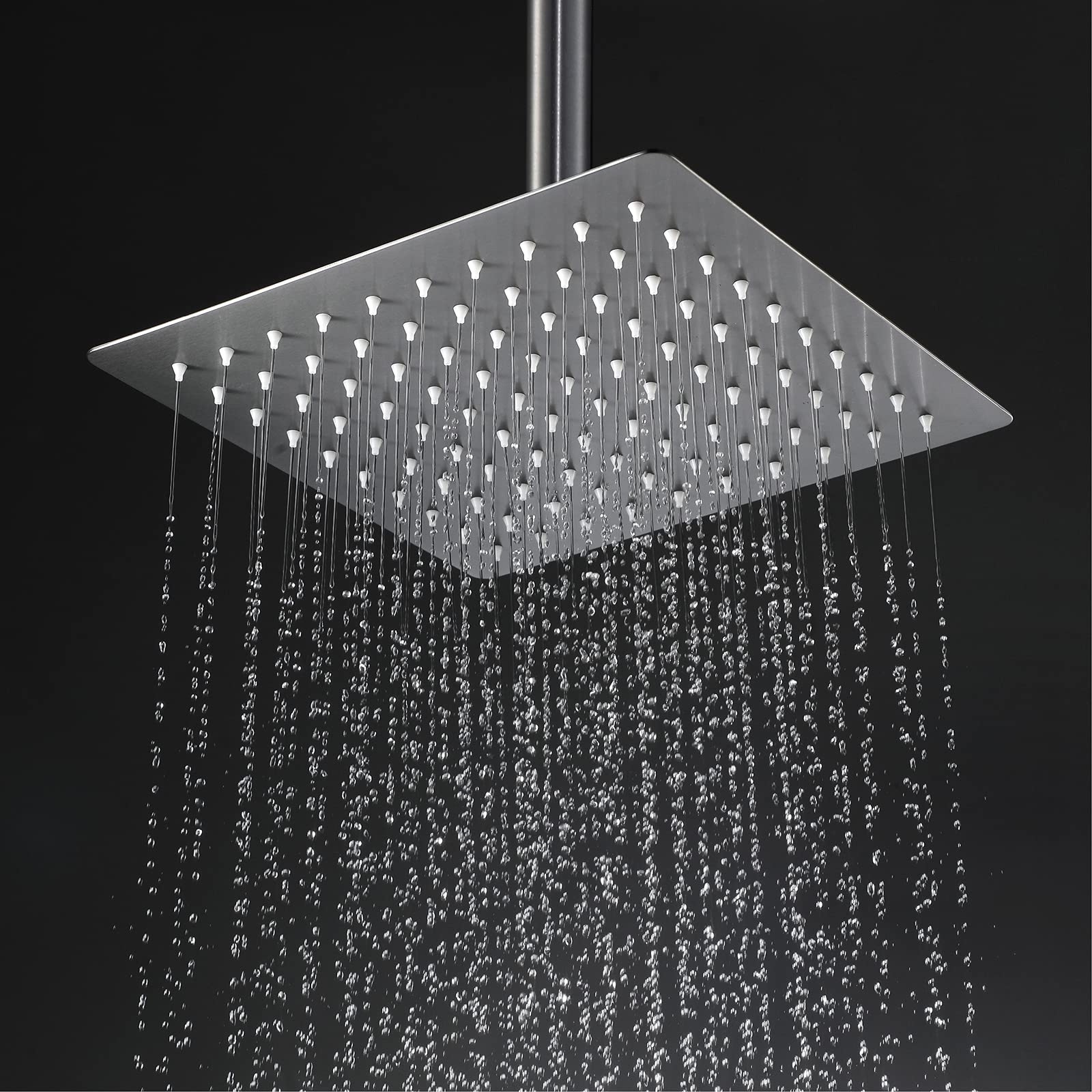 Alcachofa de Ducha Gris Cuadrado Alcachofas Fijas para Ducha de Alta Presión Ultra Delgado 304 Acero Inoxidable Rociador Ducha Efecto Lluvia,16 Inch