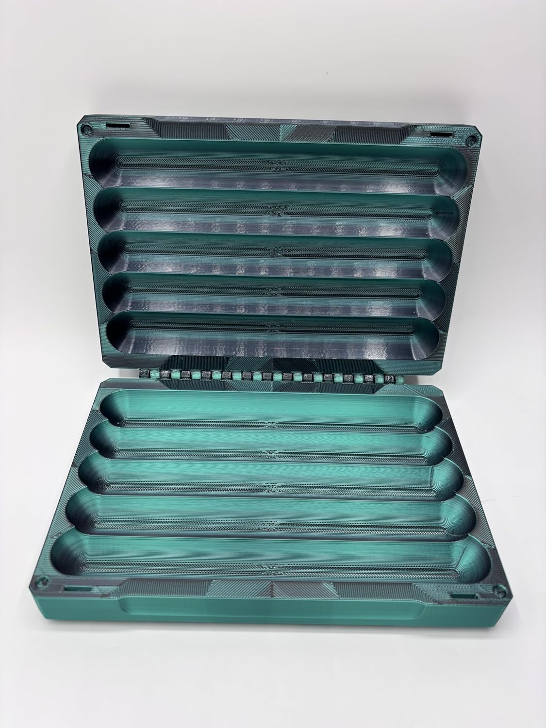V2 Injection Pen Holder – 3 or 5 Slot Magnetic Closure Starburst Series 3D Printed Case for 155mm x 18mm Pens Multiple Color Options Snap Lid with Built-In Hinge (Black/Green, 5 Pen)
