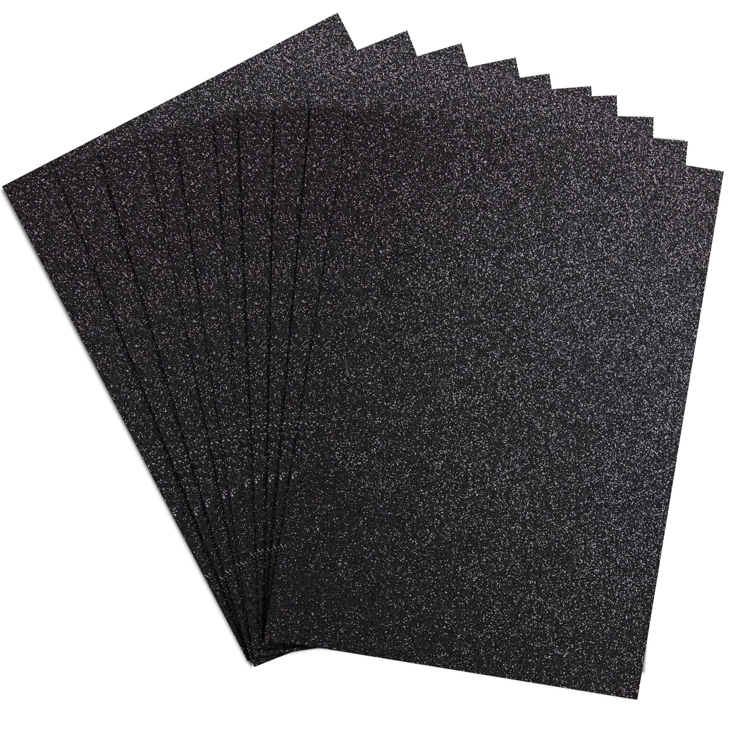 Springboard A4 Black Glitter Card Sheets, 10-Pack 290gsm Non Shed Glitter Cardstock for Card Making