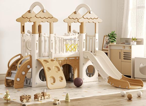 KORIMEFA 10-in-1 Toddler Slide Forest Themed