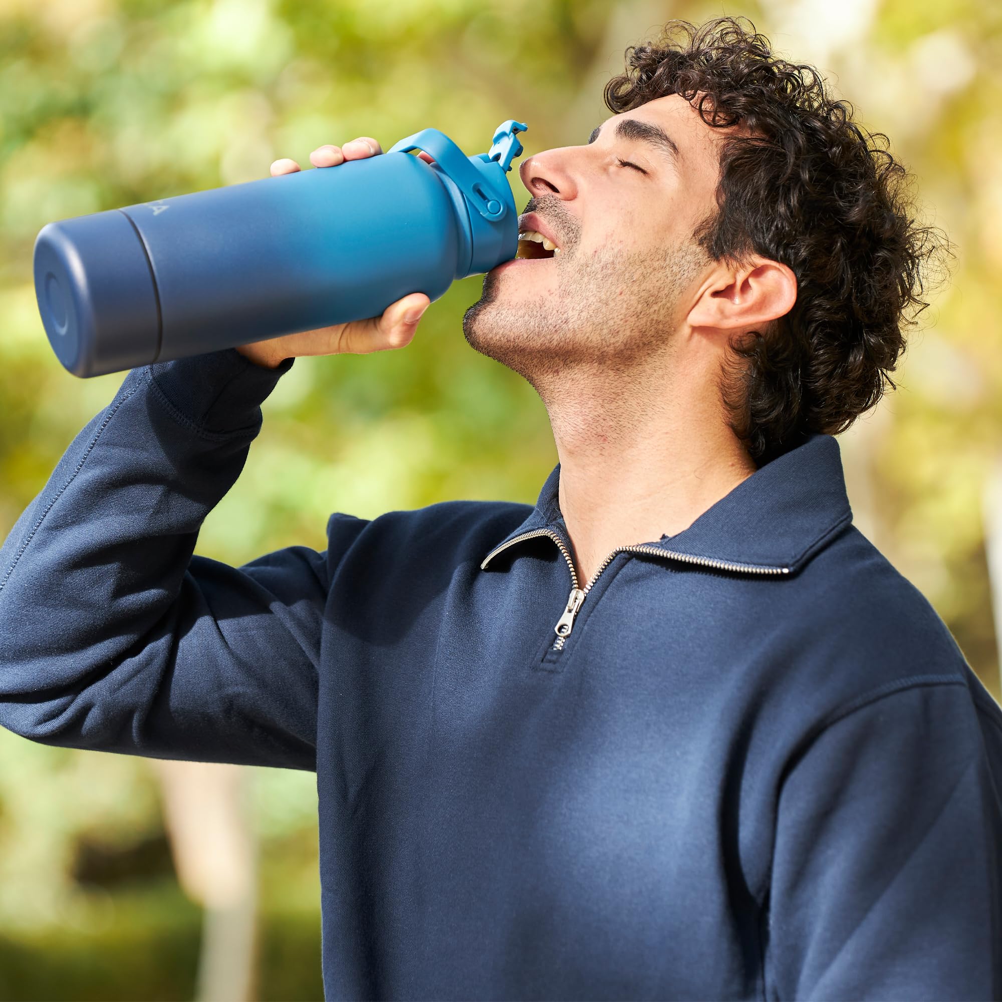 Botella Agua Acero Inoxidable 1 Litro-Base Desenroscable-Termo Café,Té,Mate -Caliente 12hy24h Fría-Botella Gimnasio,Oficina-Kit de Limpieza