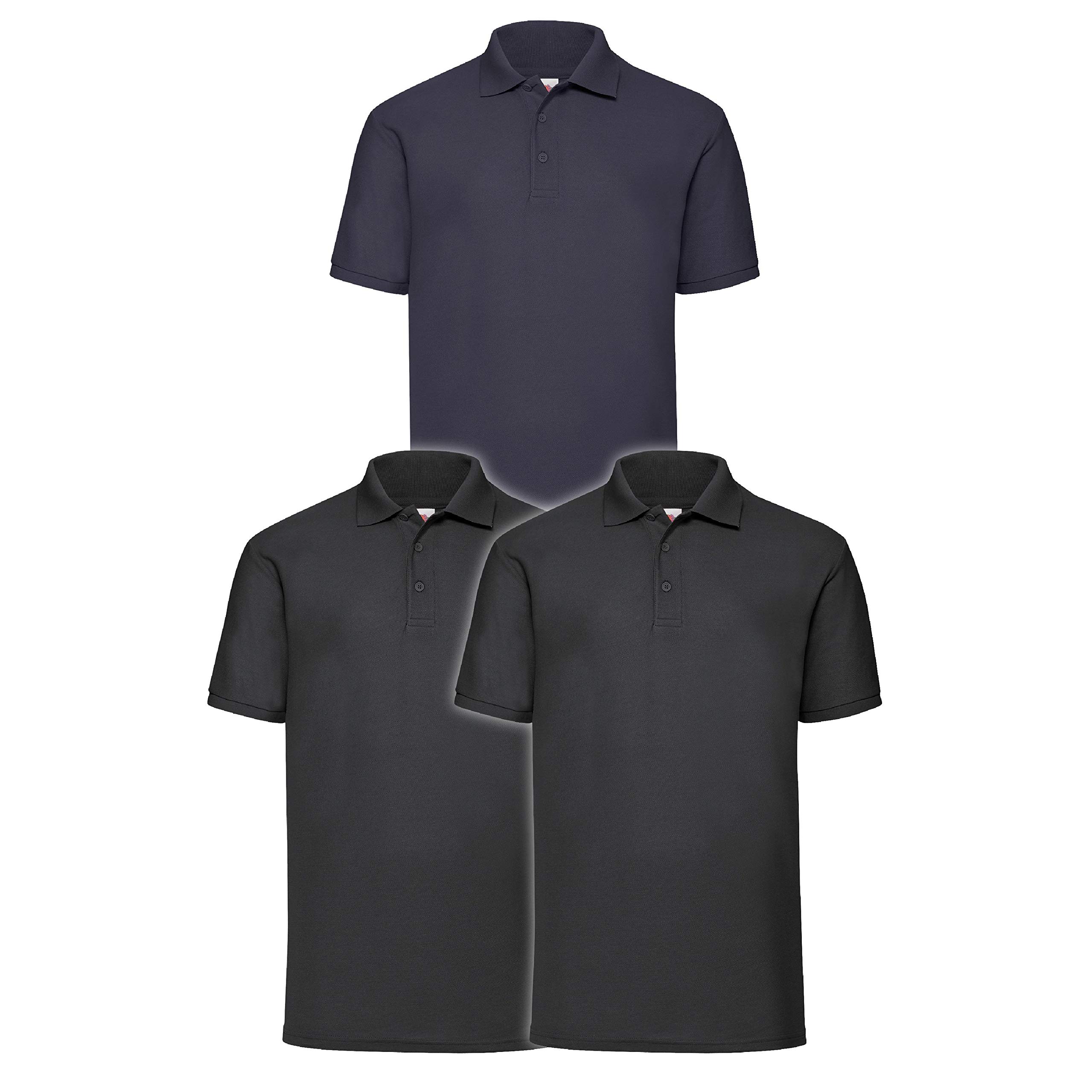 Fruit of the Loom Lot de 3 polos pour homme, Bleu marine, XL