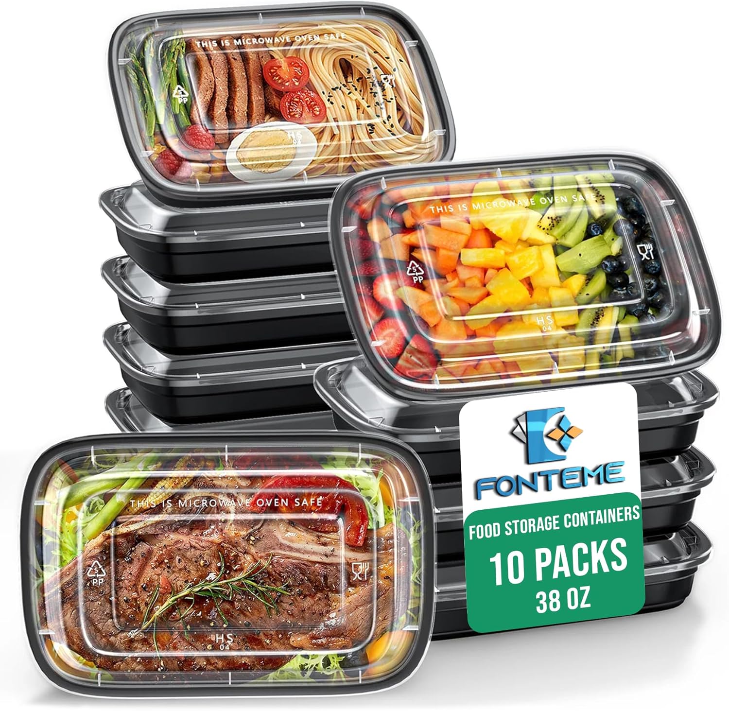 Paquete De 10 Recipientes De Preparación De Comidas De 32