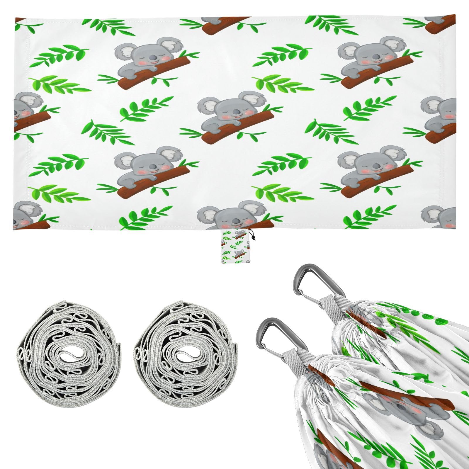 ATTX Cute Cartoon Koalas Camping Hammock - Lightweight & Portable Hammocks, Heavy Duty 330lbs Capacity for Indoor, Hiking, Backpacking, Travel, Backyard, Beach#194